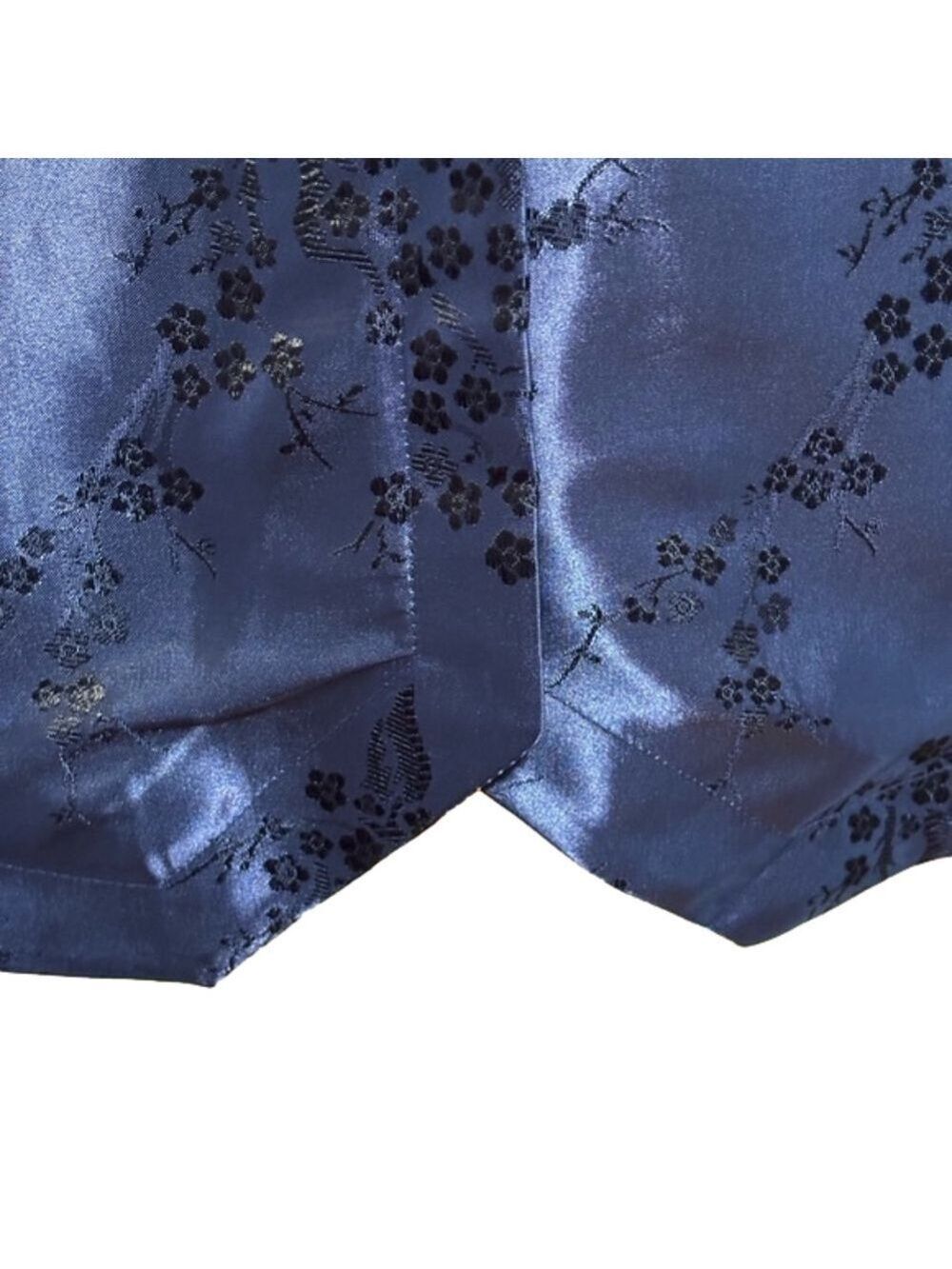 90s SATIN BROCADE BLUE ASIAN INSPIRED BROCADE LIZ BAKER SHIRT JACKET SHACKET 14 - Picture 7 of 12